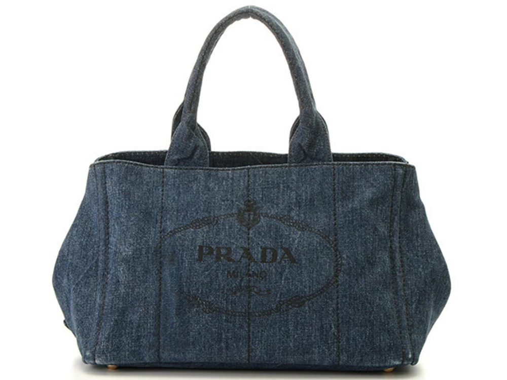 Prada Canapa Blue Denim Tote Bag